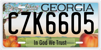 GA license plate CZK6605