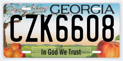GA license plate CZK6608