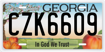 GA license plate CZK6609