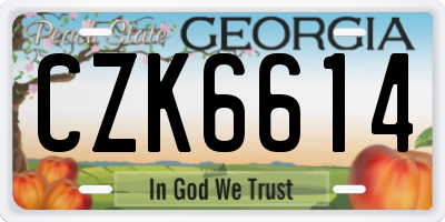 GA license plate CZK6614