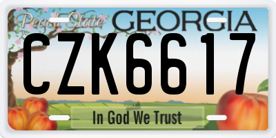 GA license plate CZK6617