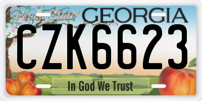 GA license plate CZK6623