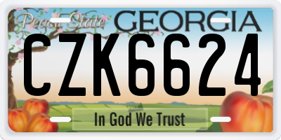 GA license plate CZK6624