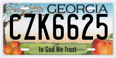 GA license plate CZK6625