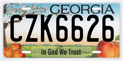 GA license plate CZK6626