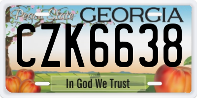 GA license plate CZK6638