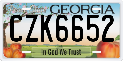 GA license plate CZK6652