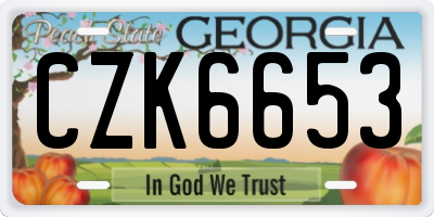 GA license plate CZK6653