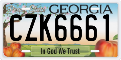 GA license plate CZK6661