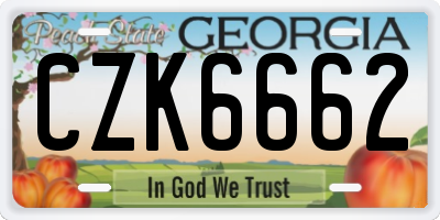 GA license plate CZK6662