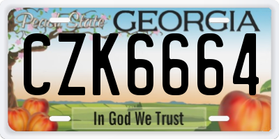 GA license plate CZK6664