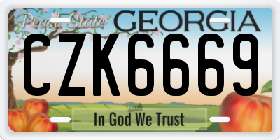 GA license plate CZK6669