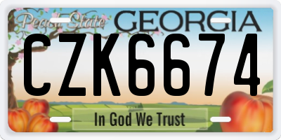 GA license plate CZK6674