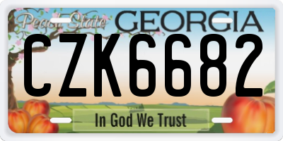 GA license plate CZK6682