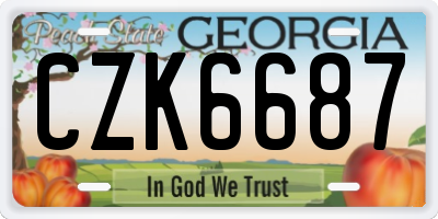 GA license plate CZK6687