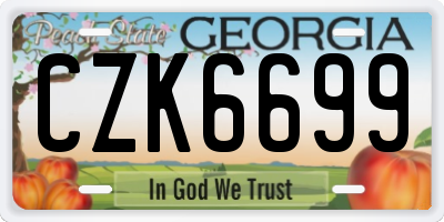 GA license plate CZK6699