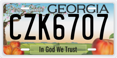 GA license plate CZK6707