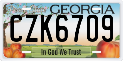 GA license plate CZK6709