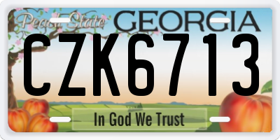 GA license plate CZK6713