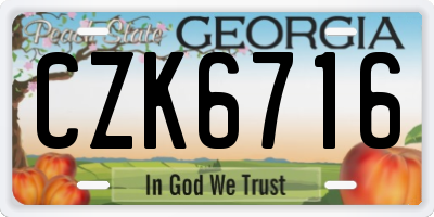 GA license plate CZK6716