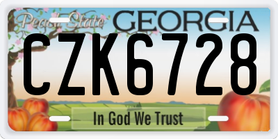 GA license plate CZK6728