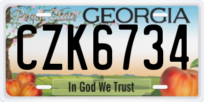 GA license plate CZK6734