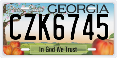 GA license plate CZK6745
