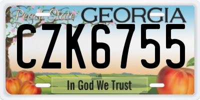 GA license plate CZK6755