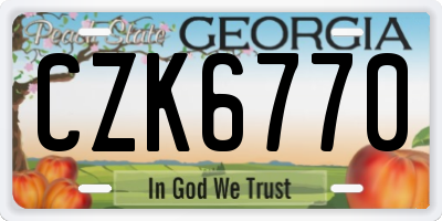 GA license plate CZK6770