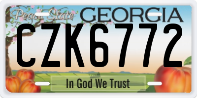GA license plate CZK6772