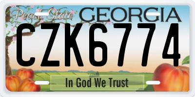 GA license plate CZK6774