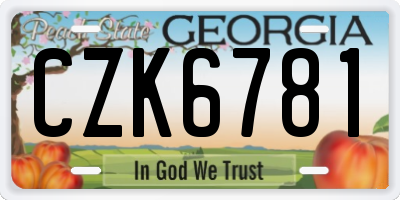 GA license plate CZK6781