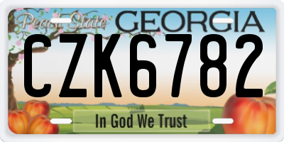 GA license plate CZK6782