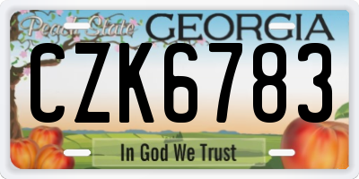 GA license plate CZK6783