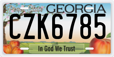 GA license plate CZK6785
