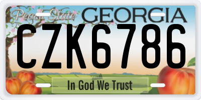 GA license plate CZK6786