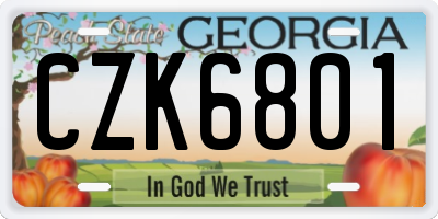 GA license plate CZK6801