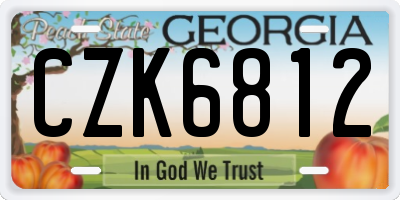 GA license plate CZK6812