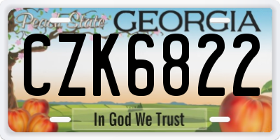 GA license plate CZK6822