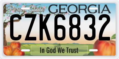 GA license plate CZK6832