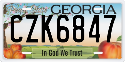 GA license plate CZK6847