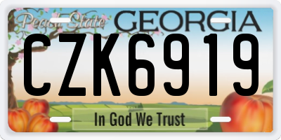 GA license plate CZK6919