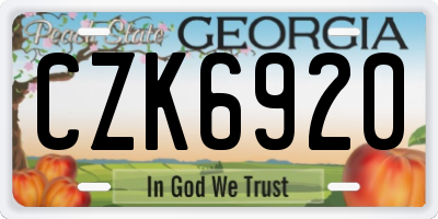 GA license plate CZK6920
