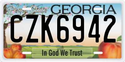 GA license plate CZK6942