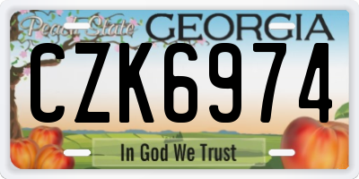 GA license plate CZK6974
