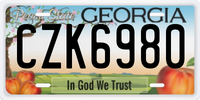 GA license plate CZK6980