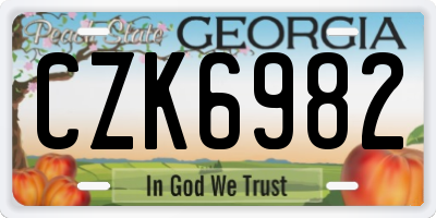 GA license plate CZK6982