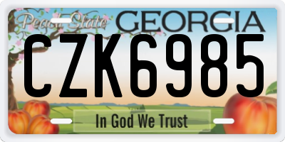 GA license plate CZK6985