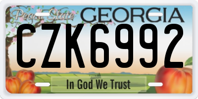 GA license plate CZK6992