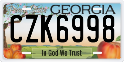 GA license plate CZK6998